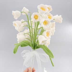 Decorative Flowers Handmade Knitted Fake Flower Dining Table Living Room Bedroom Decoration Lily Of The Valley Wedding Gift