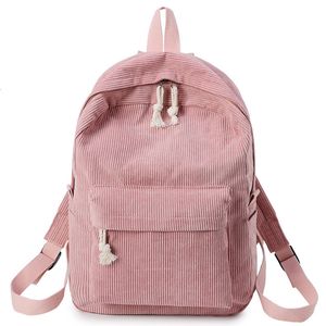 School Bags Preppy Style Soft Fabric Backpack Female Corduroy Design School Backpack For Teenage Girls Striped Backpack Women 230504