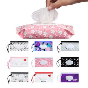 Tissue Boxes Napkins Snap Strap Portable Baby Wet Wipes Bag Tissue Box Container Ecofriendly Easycarry Clamshell Cosmetic Cleaning Cases 24135cm Z0505