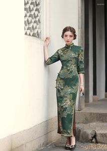 Etnik Giyim Modern 2023 Cheongsam Uzun Bölüm İlkbahar ve Yaz Geliştirilmiş Zayıflama Ziyafet Çin Anne Qipao Kadınlar İçin Elbise
