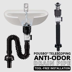 Drains Universal Sink Drain Pipe Retractable Flexible Antiodor Sewer Drainage Water Hose Wash Basin Drainer Bathroom Kitchen Accessori 230505