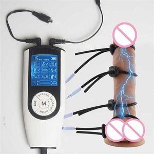 Seks Oyuncak Masajı BDSM Electro Penis Halkası E Stim Cock Halkaları Elektrostimülasyon Electrosex Toys Elektrik Şok Testli Döngü E-STIM