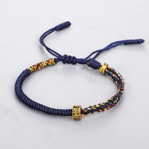 Charm Bracelets Handmade Tibetan Amulet Gold Color Braid Thread Lucky Rope Armband Bangles For Women Men Bring Luck