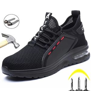 Safety Shoes Breathable Men Work Safety Shoes Anti-smashing Steel Toe Cap Working Boots Construction Indestructible Work Sneakers Men Shoes 230505