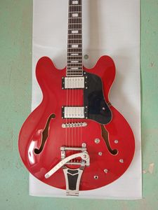 ES 335 Versiyon Yarı Hollow Ele Guitar Caz Modeli Şeffaf Kırmızı Renk