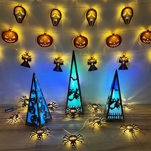 Светодиодный Хэллоуин тыква паук -летучая мышь в струне световые лампы дома открытый хэллоуин украшения фонари