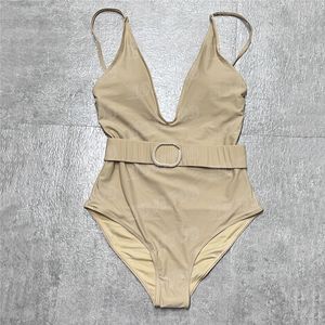 Moda kadınlar bodysuit mayo ile mektup bel kemeri tasarımı seksi sling bikini yastıklı mayo yaz için