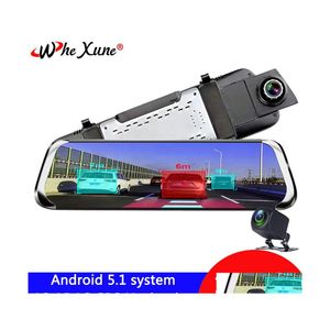 Araba Arka Görünüm Kameralar Park Sensörleri Whencun 4G 10 IPS Android 5.1 DVR Kamera Adas Ayna Dash Cam Video Kaydedici FL HD WiFi GPS R DHBWD