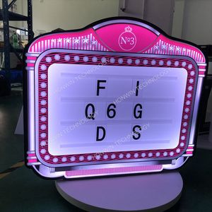 Parti Fabrikası Toptan LED Işıklı Ekran Özel Pembe Karakoluk Mesaj Panosu Şampanya Şişe Sunucu İşaret Billboard 3 Set Alfabeleri Değiştirilebilir Harfler