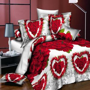 Yatak takımları 18 Stil Beyaz Kırmızı Çiçek 3D Yatak Yorgan Kapağı Yastık Kaskası Set Yatak Giysileri Bastırıcı Kraliçe Twin Yorgan 230506