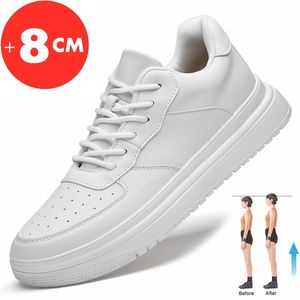 Scarpe da ginnastica da uomo Scarpe rialzanti da uomo Soletta con aumento di altezza 8 cm Scarpe più alte bianche da uomo Moda per il tempo libero Sport confortevoli e traspiranti