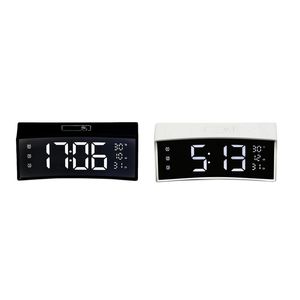 Orologi Accessori Altro Sveglia digitale LED Press Control Comodino 3D Scrivania con specchio Snooze Display della temperatura Porta di ricarica USB