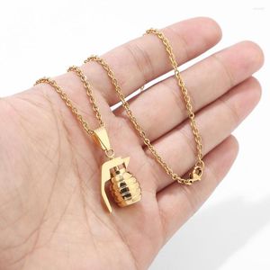 Подвесные ожерелья Hiphop Gold Color Спортивные гранаты бомбы для мужчин/женских украшений