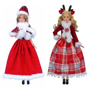 Fashion Doll Christmas Dress Kawaii 6 Items/ Lot Kids Toys Miniature Accessories 30cm Thing For Barbie DIY Dressing Girls Game