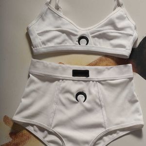 Kadın Mayo Sıcak Satış Ay Desen Nakış Kadınlar Yaz Yüzme Takım Plaj Mayo Bikini Setleri Sold Renk İki Parçalı Sahil Giyim Takımları J230506