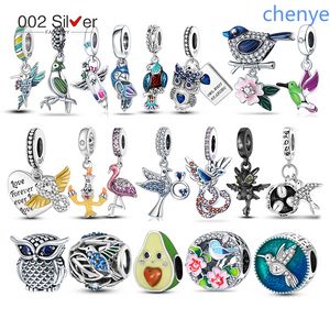 925 Silver Fit Pandora Charm Avocado Charm и Flying Birds Bead Dangle мод