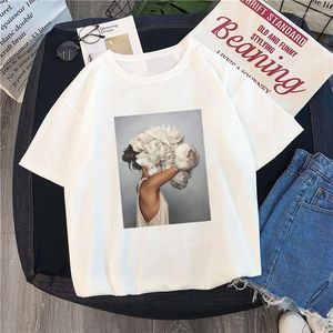 Erkek Tişörtleri 2023 Avrupa ve Amerikan Lettered Seksi Çiçek Tüy Baskılı Kısa Kollu Gömlek Kadın T-Shirt Kızlar Moda Tees
