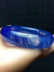 Bileklik Mavi Doğal Rutilated Kuvars Bilezikler Kadın Lady Clear Crystal Moda İç Çapı 57mm