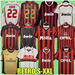 Retro Futbol Formaları Uzun Kollu Kaka Baggio Maldini Van Basten Pirlo Inzaghi Gullit Shevchenko Vintage gömlek Klasik Kiti 93 94 95 96 97 06 07 09 10 AC Milans Es