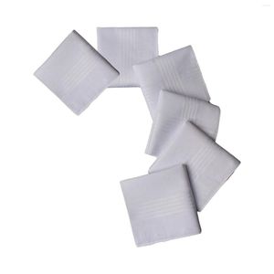 Bow Ties 6x Katı Beyaz Mendiller Set Pamuk Hankies Cep Meydanı El Sanatları Büyükbaba Düğün Doğum Günü Kutlaması