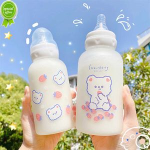 Горячая 320 мл каваи -клубничное медведь бутылка для водой для девочек детские взрослое молоко сололочное чашка соломенная чашка матовая протекание питья бутылки