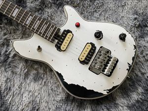 Çin OEM elektro gitar el yapımı ağır kalıntı dubleks tremolo sistemi siyah ve beyaz renk