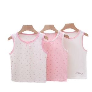 Vest 3pcs Lot Girls Singlet Underwear Tank Cute Design Undershirts Cotton Tank Bow Tops for Baby Girl Size 100-150 Breathable Tops 230508