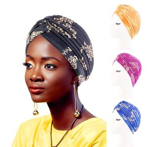 Yeni Müslüman Kafa Altın Fırfır Eşyası Üst Düğümlü Türban Şapkası İç Hijab Kemotu Kapa Başörtüsü Strengy Head Band Lady Saç Aksesuarları