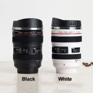 Yaratıcı 400ml Kamera Lens Kupa Taşınabilir Paslanmaz Çelik Tumbler Seyahat Süt Kahve Kupa Yenilik Kamera lens Çift Katmanlı Kupalar 10 PCS