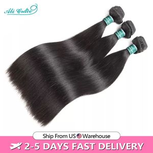 Hair Bulks ALI GRACE Indian Straight 3 Pcs Human Bundles Extension 10-28inch Natural Color 230508