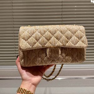 Üç renkli saman kadın klasik flep omuz çantası kapitone elmas kafes lüks tasarımcı çanta trend crossbody el çantası büyük kapasiteli para çanta kartı tutucu 25cm