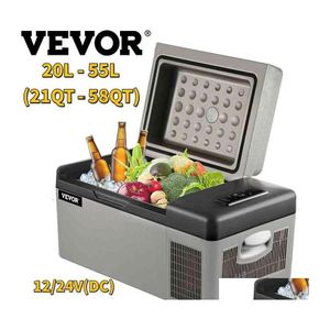 Автомобильный холодильник Vevor Mini холодильник Zer 12V/24V DC 110240V Portable Cooler 20L55L для CAM Picnic Caravan Bar Delive Droder Dhinf Dhinf