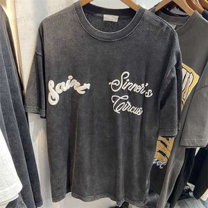 Erkek Tişörtler Gerçek Resimler Ağır Kumaş T-Shirt Erkek Kadınlar Artı Tees Vintage Yazı Tipi Baskı Siyah Kısa Kollu 18 Molors T230508