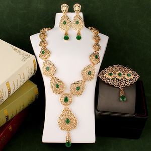 Подвесные ожерелья для воды набор для женщин для женщин в Марокко Свадебное зеленое золото.