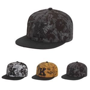 Snapbacks Fashion Letter K Embroidery Baseball Cap для мужчин Женщины Spring Flat Brim Kpop Snapback Streetwear Hip Hop Caps Unisex Sun Dad Hat G230508