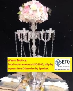 Decorazione per feste Moda elegante all'ingrosso Grandi centrotavola per lampadari da tavolo in cristallo per matrimoni