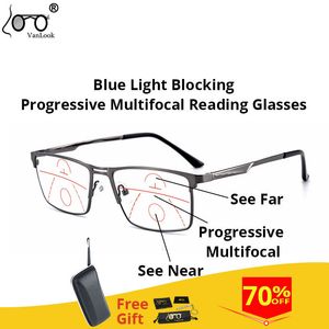 Reading Glasses Men Progressive Multifocal Women's Blue Light Blocking Computer Sport Square Frame Eyewear AntI UV 230508