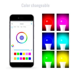 7W Ampul Led Ampoule Ruban Intelligente Wifi LED Akıllı Ampul E27, RGB Ampoule Tech uygulaması
