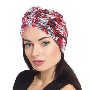 Yeni kadın çiçek baskı streç türban kaput üst düğüm iç kapaklar bandana kafa sarma bayanlar kafa sargılar Hindistan şapka kapağı beanies