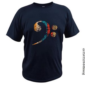 Erkek Tişörtler Vintage Bass Clef T Shirt Hediye Bas Oyuncular Bassists Tişört% 100 Pamuk Yaz Kısa Kollu AB Beden Tees 230509