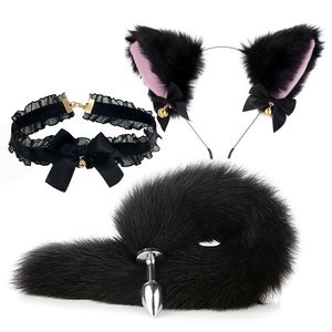 Anal Oyuncaklar Yetişkin Seks Oyuncakları Çiftler İçin Erotik Cosplay Set Anal Fiş Tail Kedi Kulakları Kafa Bantları Kolye Manşetleri Samimi Aksesuarlar Seks Mağazası 230508