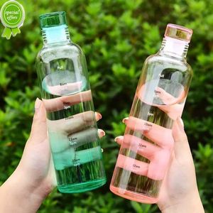 500ml Large Capacity Glass Water Bottle With Time Marker Cover For Water Drink Transparent Milk Juice Simple Cup Birthday Gift