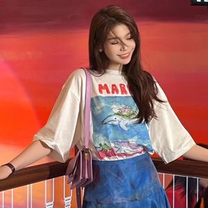 Kadın Tshirt 23ss Yüksek Kaliteli Tişört Bol Graffiti Mektuplar Sanatçı CO markalı kentsel minimalist gündelik kısa kollu tişört 230508