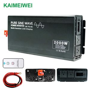 Saf Sinüs Wave Inverter Güç Dönüştürücü Sürekli Güç 3000W Pik Güç 6000W DC 12V 24V 36V 48V - AC 110V 240V LCD Ekran