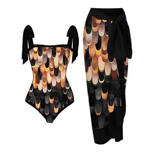 نساء Swimsuit Size S-XL من قطعتين من ملابس السباحة متعددة الألوان المطبوعة تنورة الورك مع حقيبة OPS الغبار