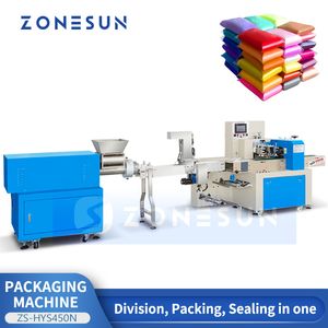 ZONESUN Horizontal Flow Bagging Machine Plasticine Sealant Automatic Feeding Cutting Sealing Packaging ZS-HYS450N