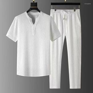 Erkek Trailsits (Gömlek Pantolonları) 2023 Yaz Moda Erkekler Gömleği Gömlek Gömülü Erkekler Yüksek Kaliteli İki Parçalı Boyut M-4XL Takip