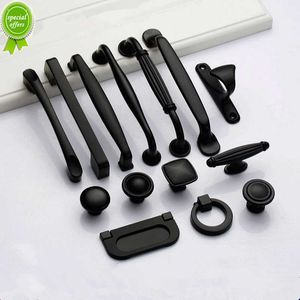 Modern Black Cabinet Knobs and Drawer Pulls - Set of 10 with Screws