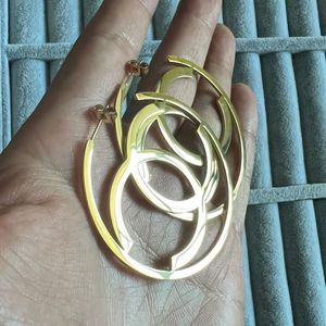 Abartılı büyük 52mm C Hoop Sarkla Moda 18K Altın Gül Gümüş Çember Küpeler Hip Hop 316L Paslanmaz Çelik Takı Kadınlar Partisi Düğün Çemberleri Toptan