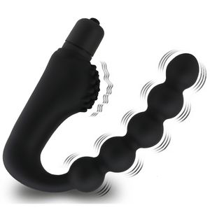 Brinquedos anal silicone 10 velocidades anal plug de massageador de prostate vibrador plugs 5 contas Brinquedos sexuais para mulheres homens adultos Produto sex shop sexo 230508